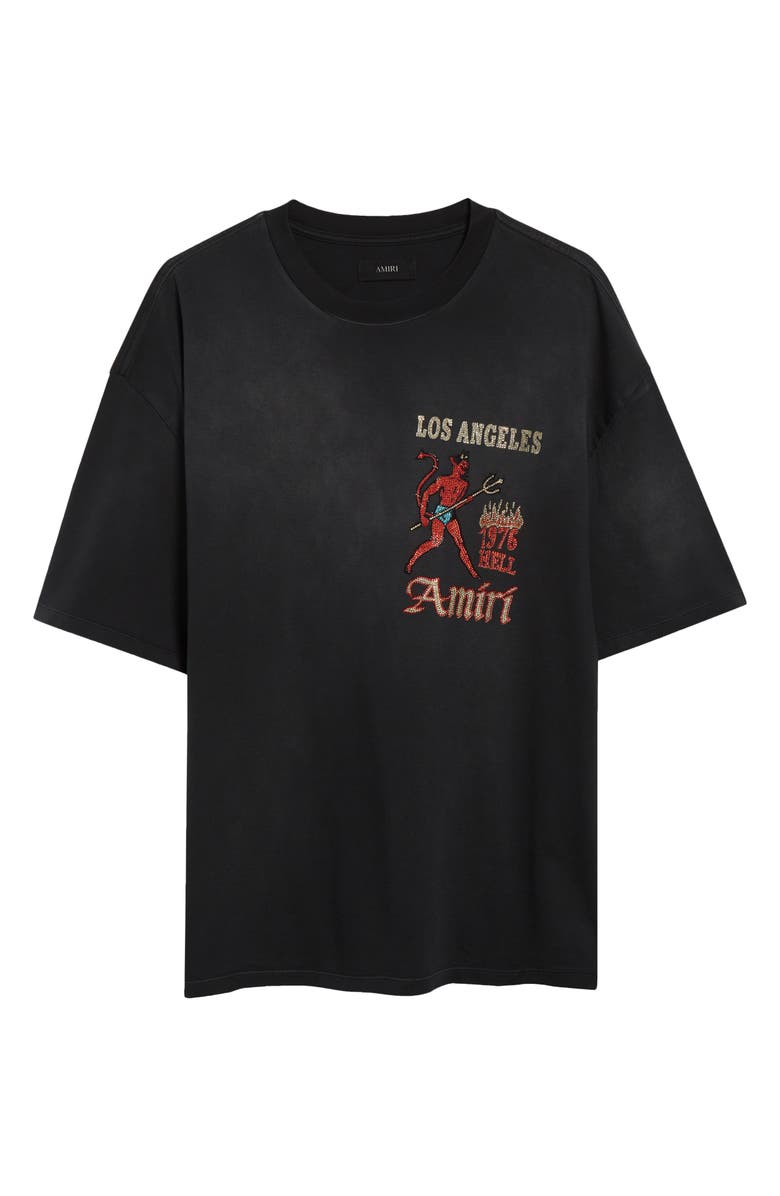 AMIRI Sinners Crystal Embellished T-Shirt, Alternate, color, Black