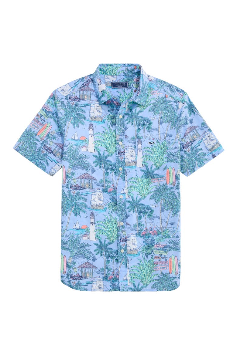 Cotton Button-Up Shirt, Main, color, SERENITY BLUE