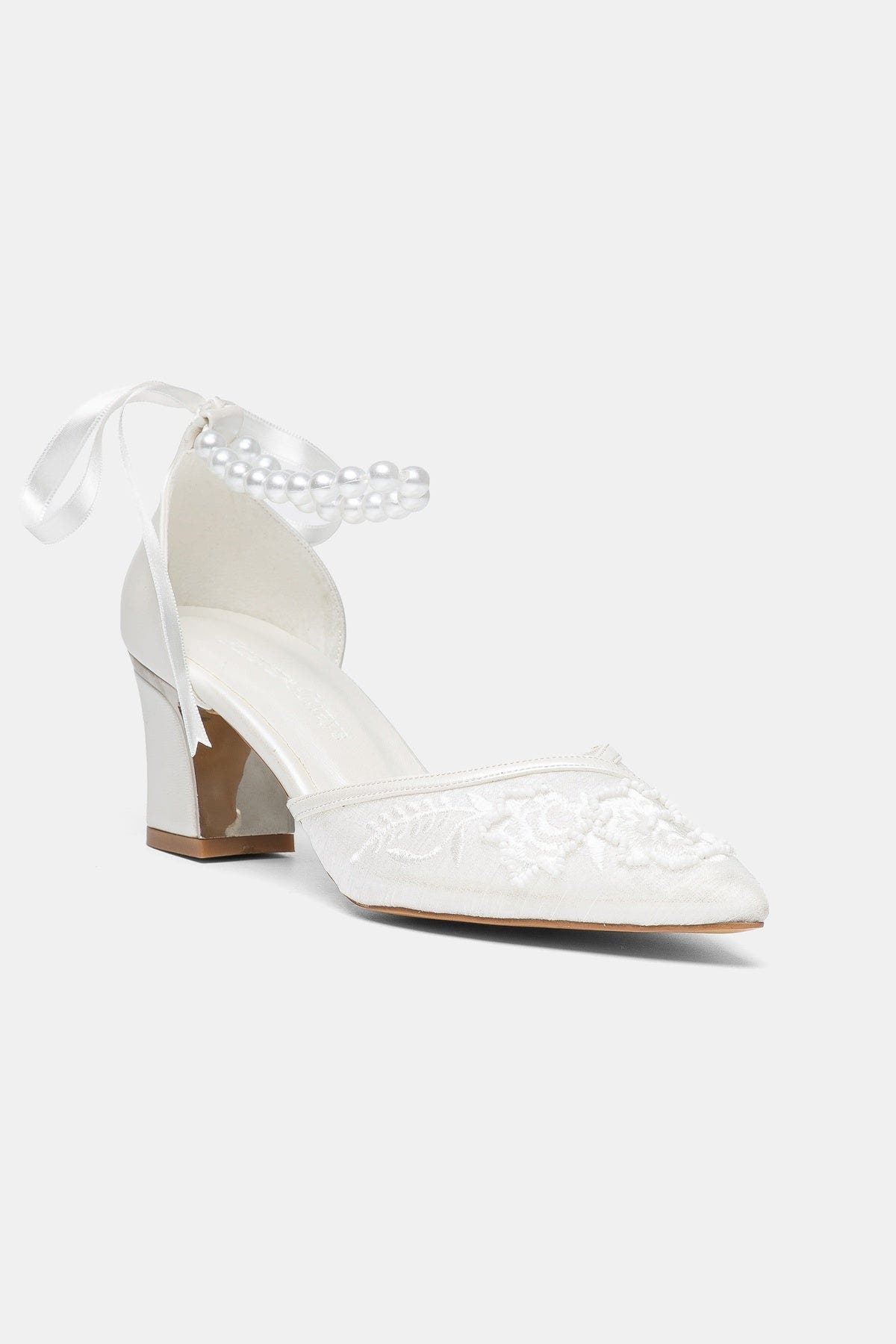 Annette Block Heel Bridal Pump, Main, color, Ivory