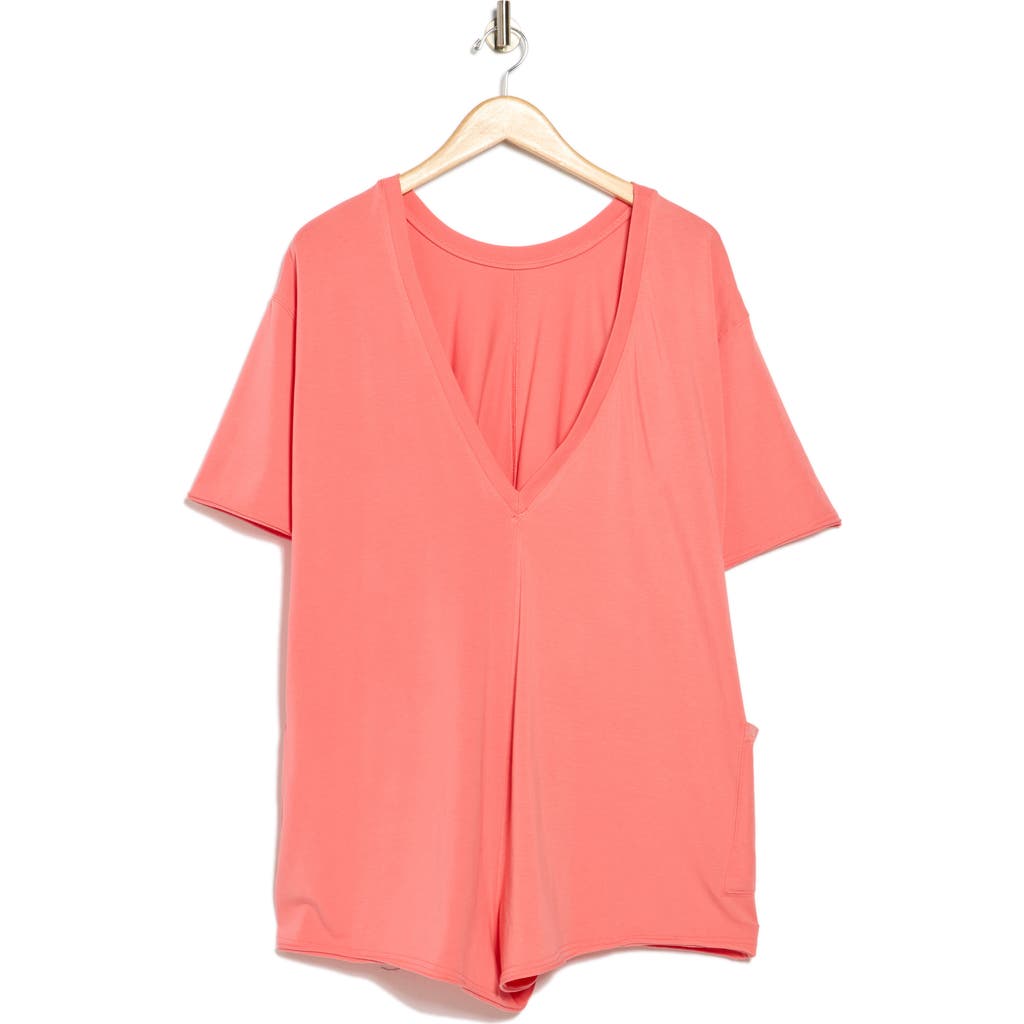 Free People Hot Shot Tee Romper In Red