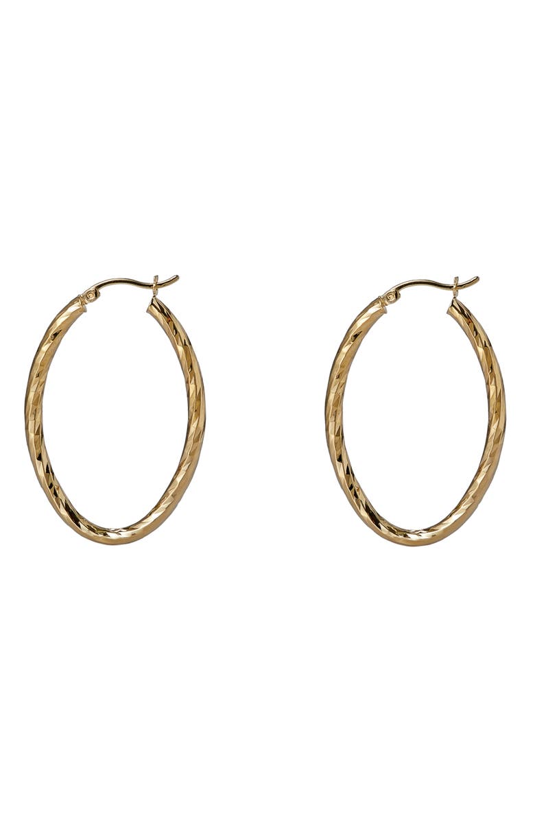 Argento Vivo Sterling Silver Large Textured Oval Hoop Earrings, Main, color, Gold