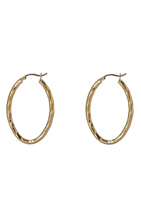 Large Textured Oval Hoop Earrings