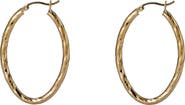 Argento Vivo Sterling Silver Large Textured Oval Hoop Earrings