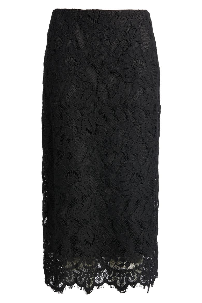 Simone Lace Midi Skirt, Alternate, color, BLACK