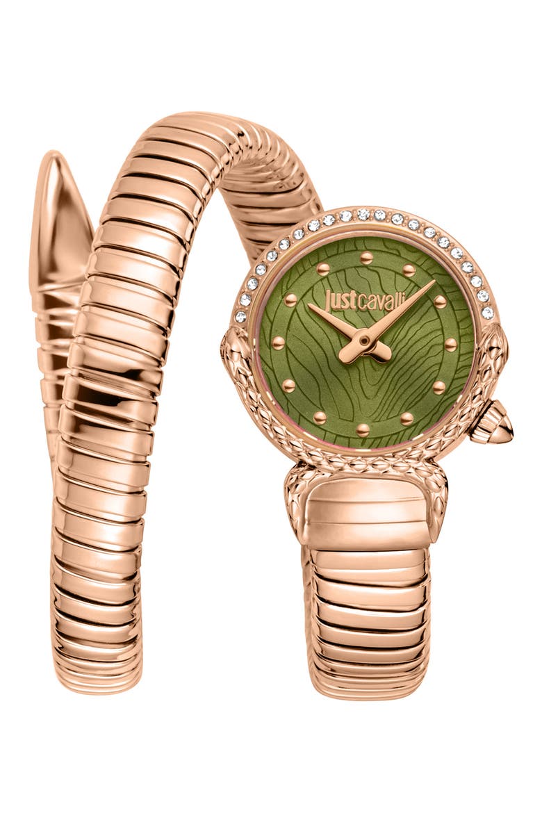 Radiosa Snake Wraparound Bracelet Watch, 22mm, Main, color, ROSE GOLD