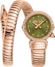 Just Cavalli Radiosa Snake Wraparound Bracelet Watch, 22mm