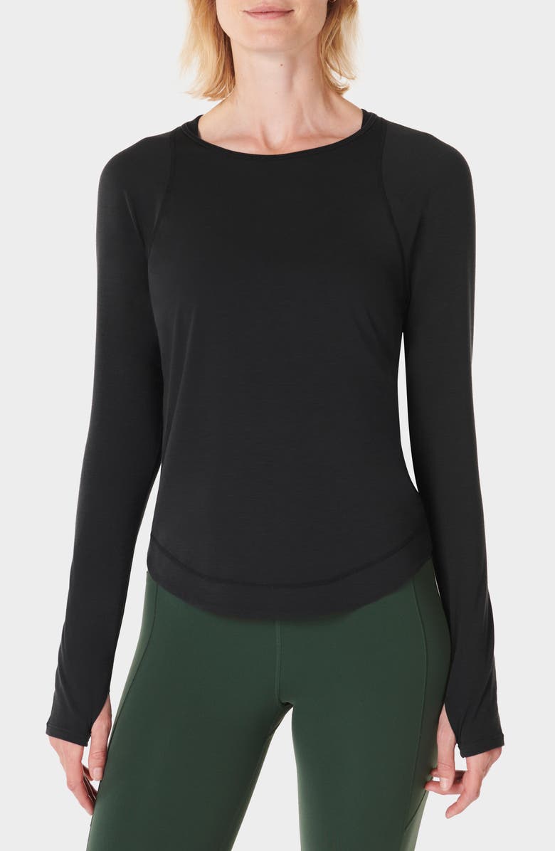 Sweaty Betty Breathe Easy Run Long Sleeve T-Shirt, Main, color, Black
