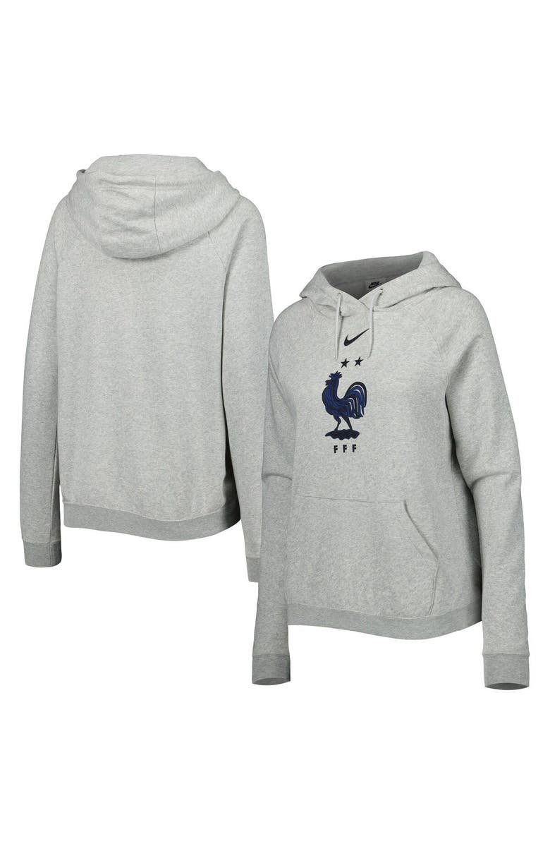 Nike Women's Nike Heather Gray France National Team Varsity Raglan Tri-Blend Pullover Hoodie, Main, color,
