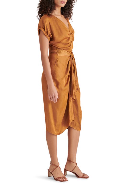 Steve Madden Bruno Tie Waist Midi Dress In Chipmunk