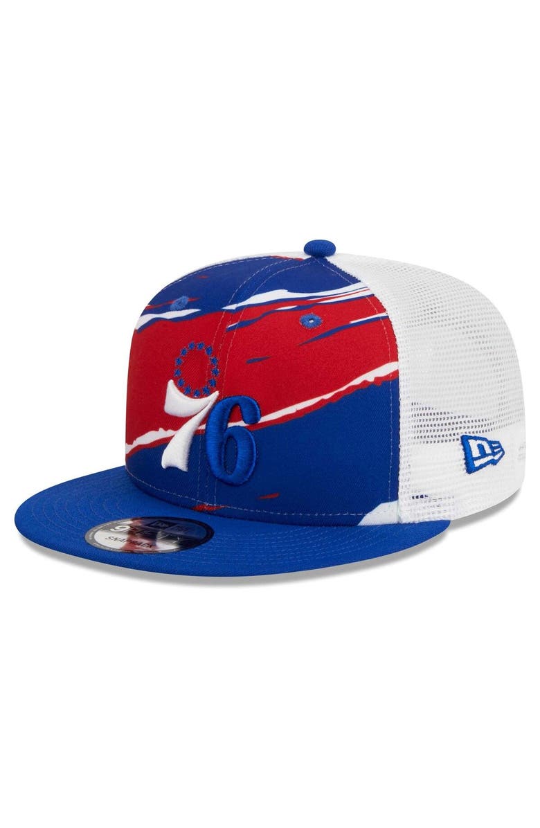 New Era Men's New Era Royal/White Philadelphia 76ers Tear Trucker 9FIFTY Adjustable Hat, Main, color, Royal