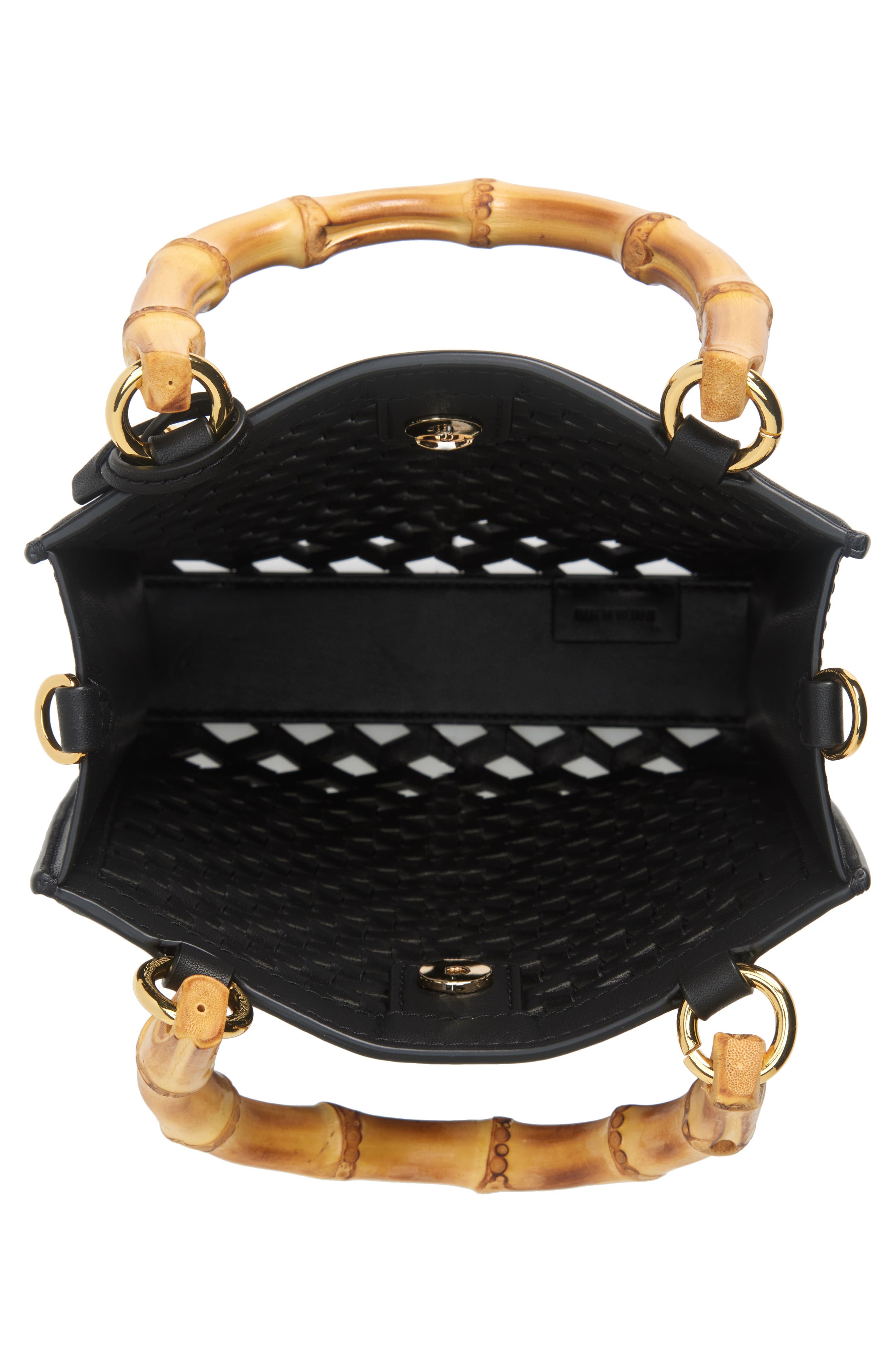 Veronica Beard Small Bamboo Woven Leather Shopper, Alternate, color, 