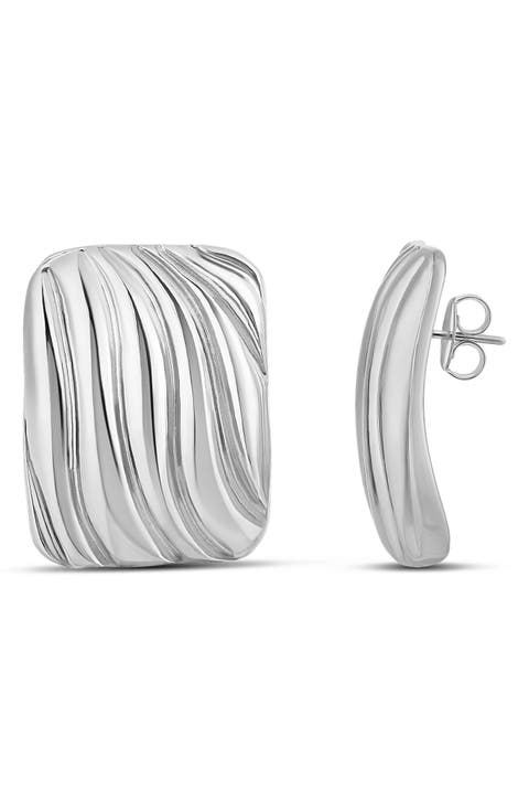 Oversized Textured Square Statement Earrings