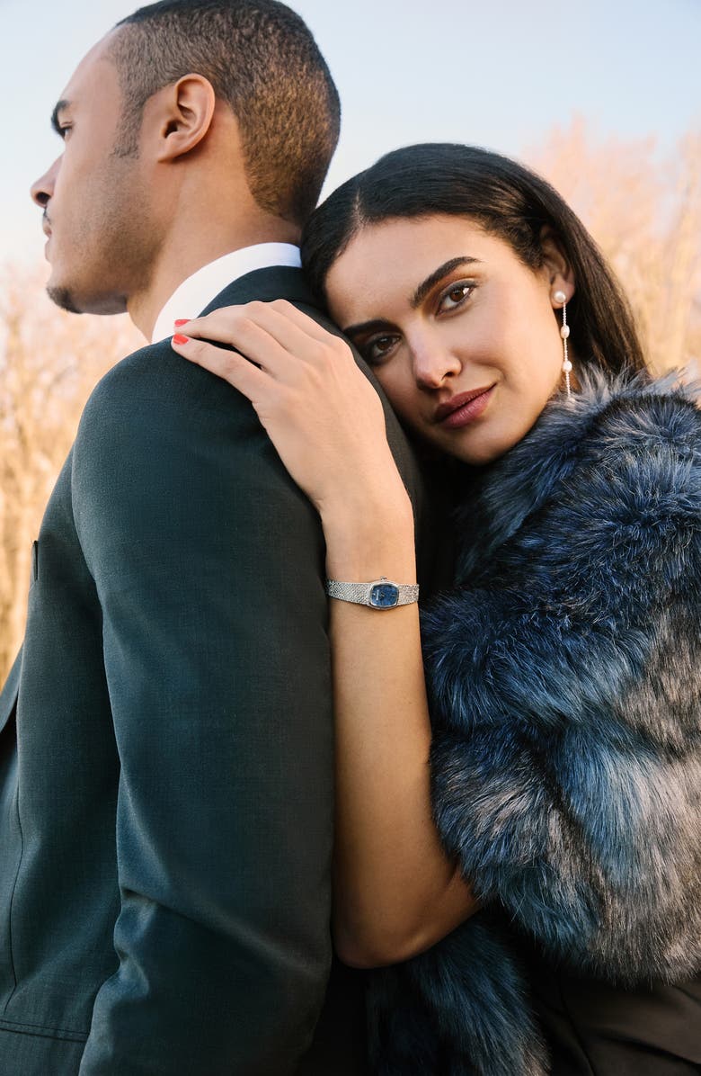 BULOVA Goddess of Time Sodalite Mesh Strap Tonneau Watch, 17mm, Alternate, color, Silver-Tone