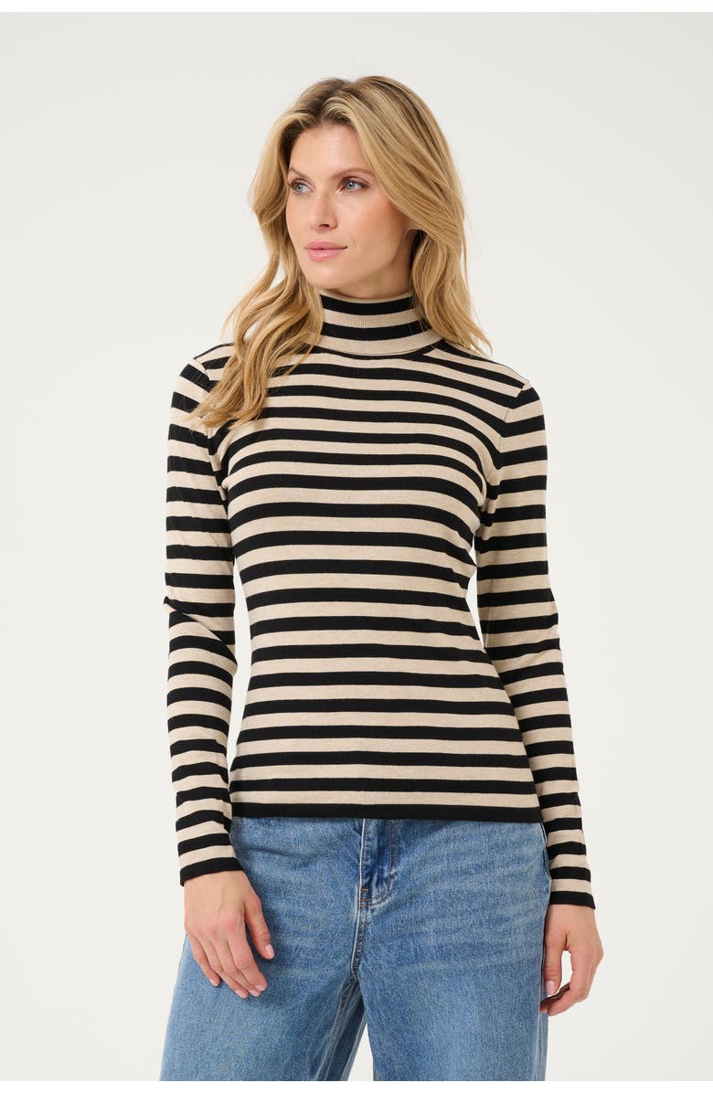 Kaffe KAlizza Rollneck Slim Fit Pullover, Main, color, Feather Grey Mel./Black