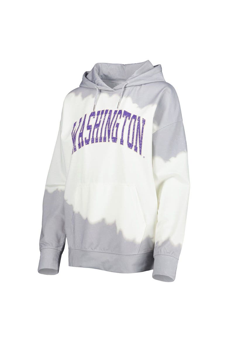 Women's Gameday Couture White/Gray Washington Huskies For the Fun Double Dip-Dyed Pullover Hoodie, Alternate, color, White