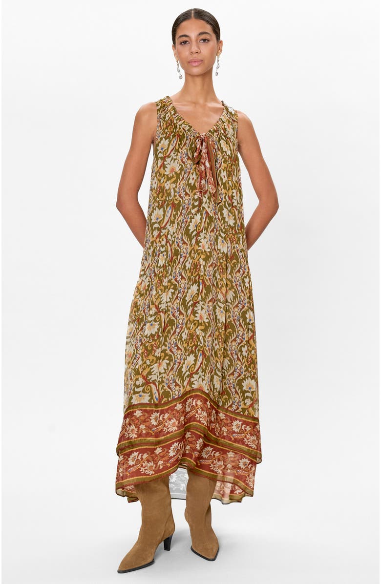 Rebecca Taylor Isha Printed Dress, Main, color, Pesto Combo