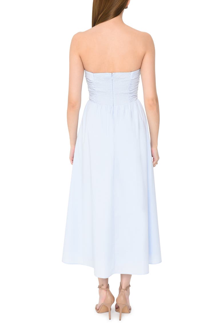 x Styled by COCO! Sammie Pleat Strapless Stretch Cotton Sundress, Alternate, color, BABY BLUE