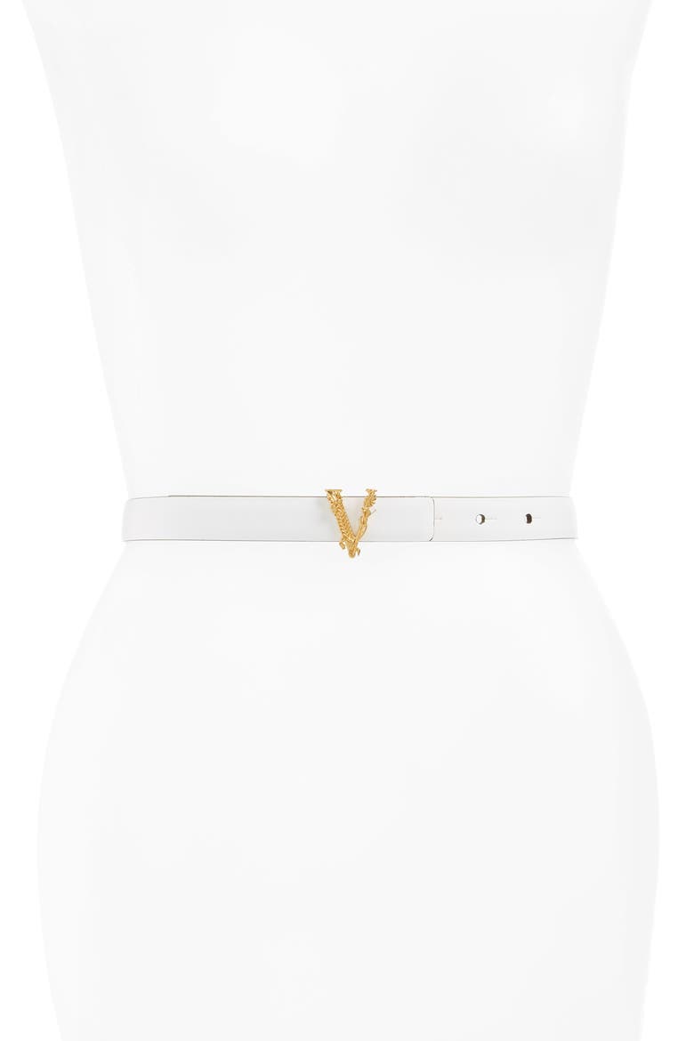 Versace Greca Belt, Main, color, BIANCO