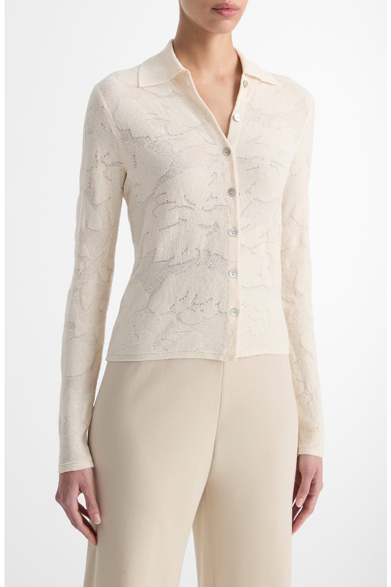 Floral Jacquard Button-Up Shirt, Alternate, color, IVORY