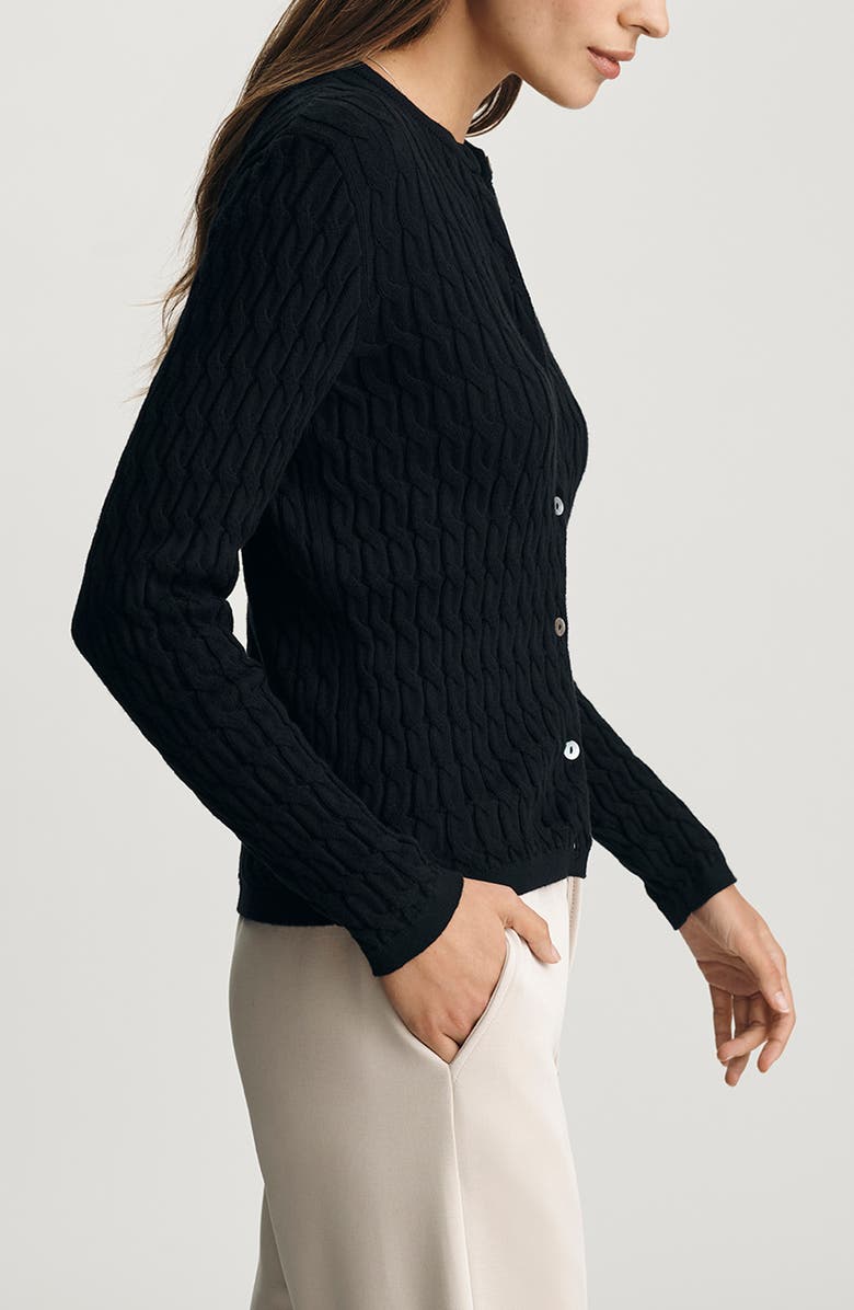 Mavi Jeans Cable Stitch Cotton & Cashmere Cardigan, Alternate, color, Black