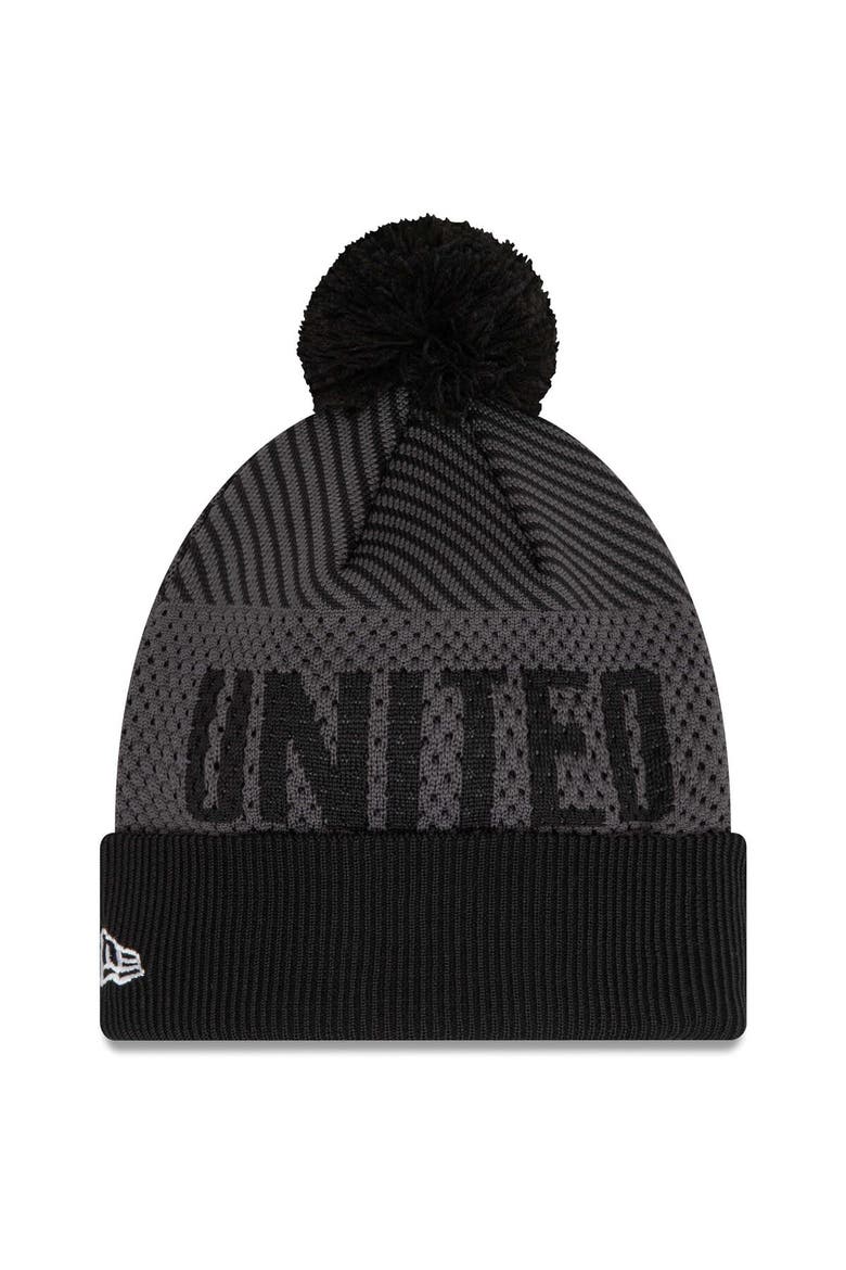 Men's New Era Black Manchester United Engineered Sport Cuffed Knit Hat with Pom, Alternate, color, Black