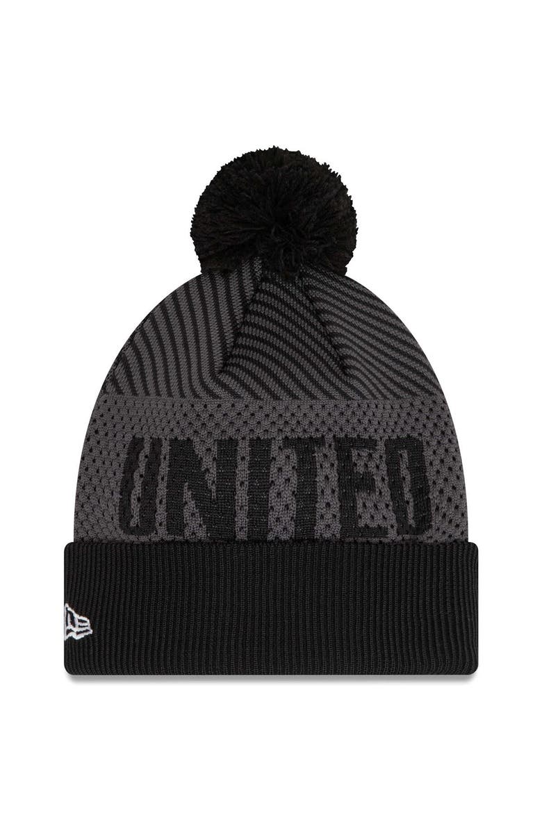 New Era Men's New Era Black Manchester United Engineered Sport Cuffed Knit Hat with Pom, Alternate, color, 