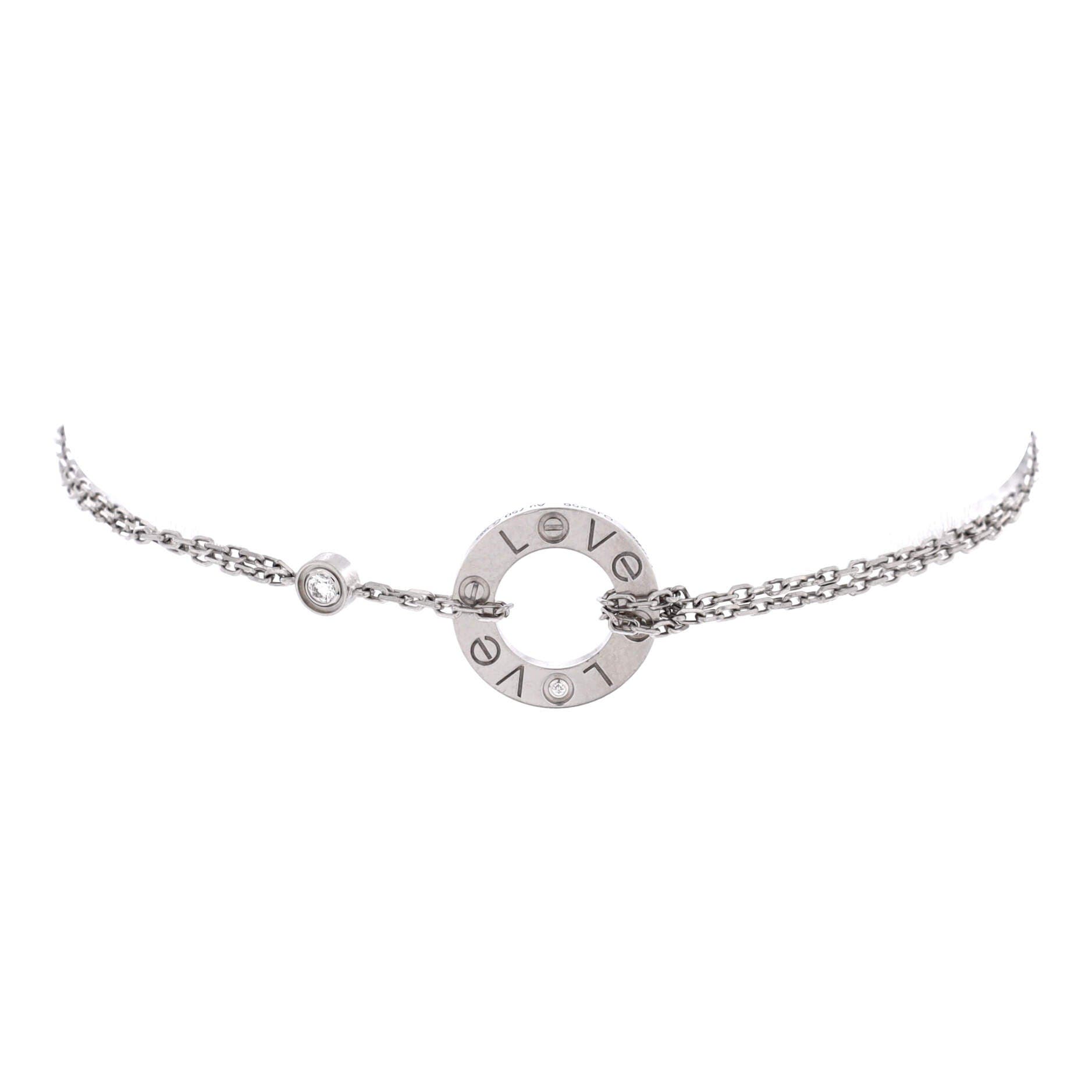 2 Diamonds Love Bracelet 18K White Gold with Diamonds, Main, color, Metallic Gold
