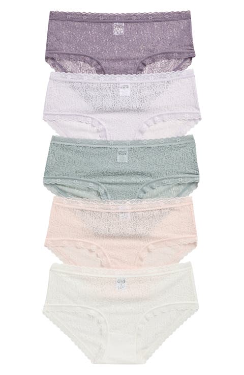 Assorted 5-Pack Lace Hipster Briefs