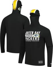 New Era Men's New Era Black Green Bay Packers Functional Fandom Balaclava Helmet Stripe Tri-Blend Hoodie