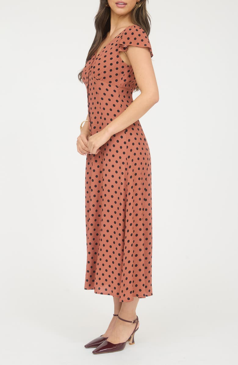 Blu Pepper Poka Dot Print Midi Dress, Alternate, color, Sienna