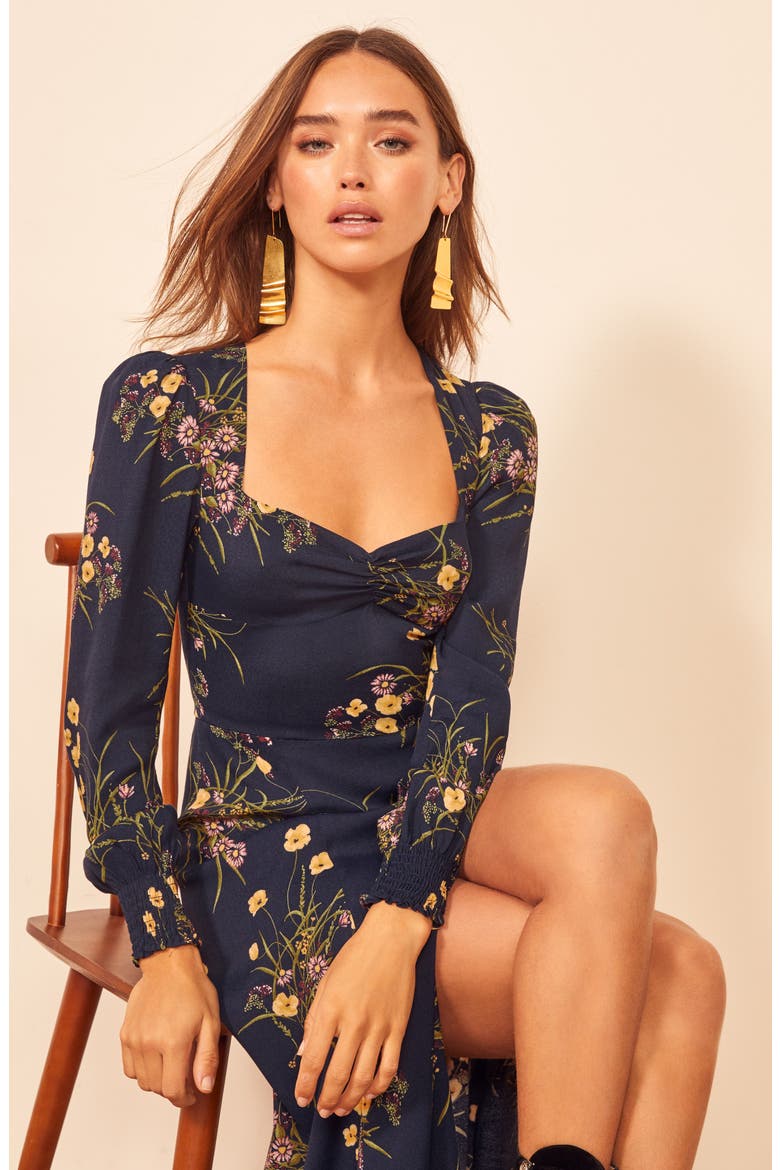 Wallflower Long Sleeve Midi Dress, Alternate, color, MADEMOISELLE