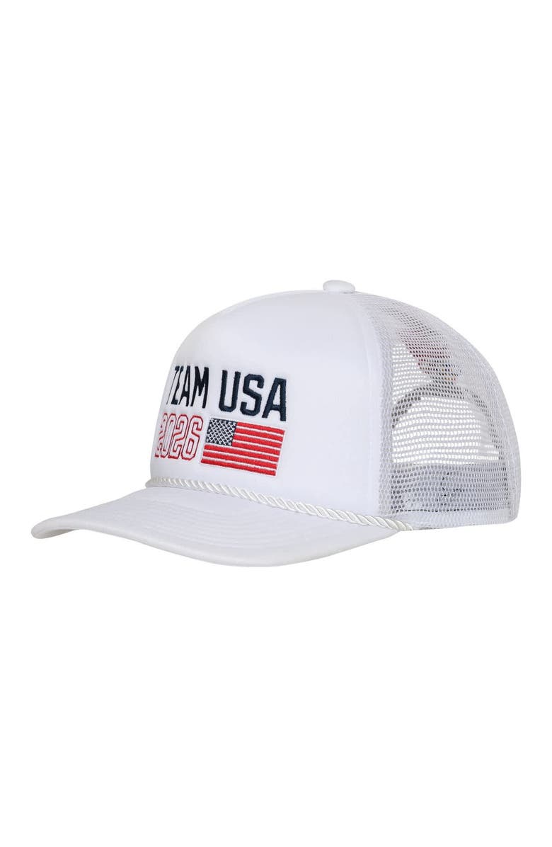 Outerstuff Men's Outerstuff  White Team USA 2026 Winter Olympics Milano Cortina Trucker Adjustable Hat, Main, color, White