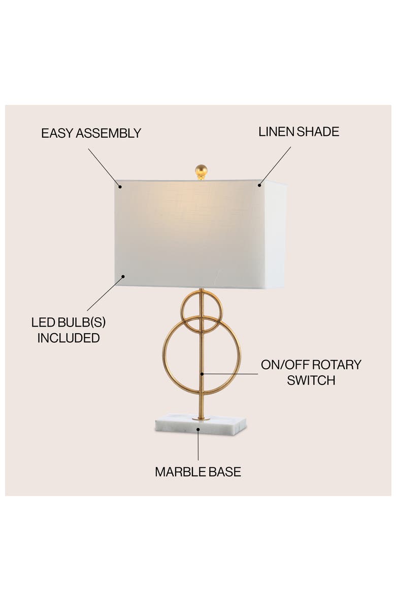 Haines 26" Modern Circle Marble/Metal LED Table Lamp, Gold, Alternate, color, Gold Leaf/White