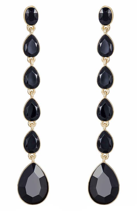 Teardrop Crystal Linear Earrings