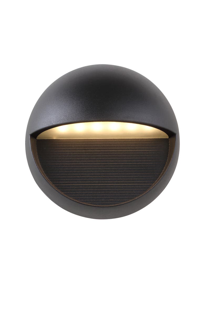 JONATHAN Y Orbe Outdoor Metal/Glass Integrated LED Wall Sconce, Main, color,