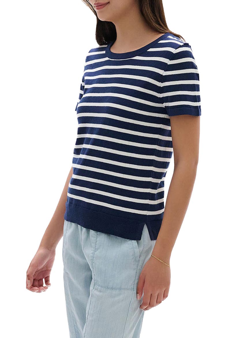 Stripe Short Sleeve Sweater, Alternate, color, PATRIOT BLUE