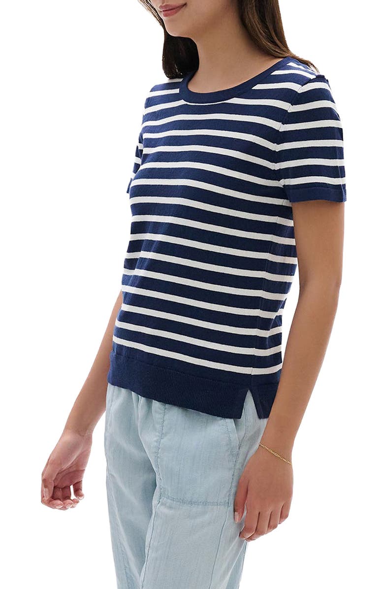 Hatley Stripe Short Sleeve Sweater, Alternate, color, Patriot Blue