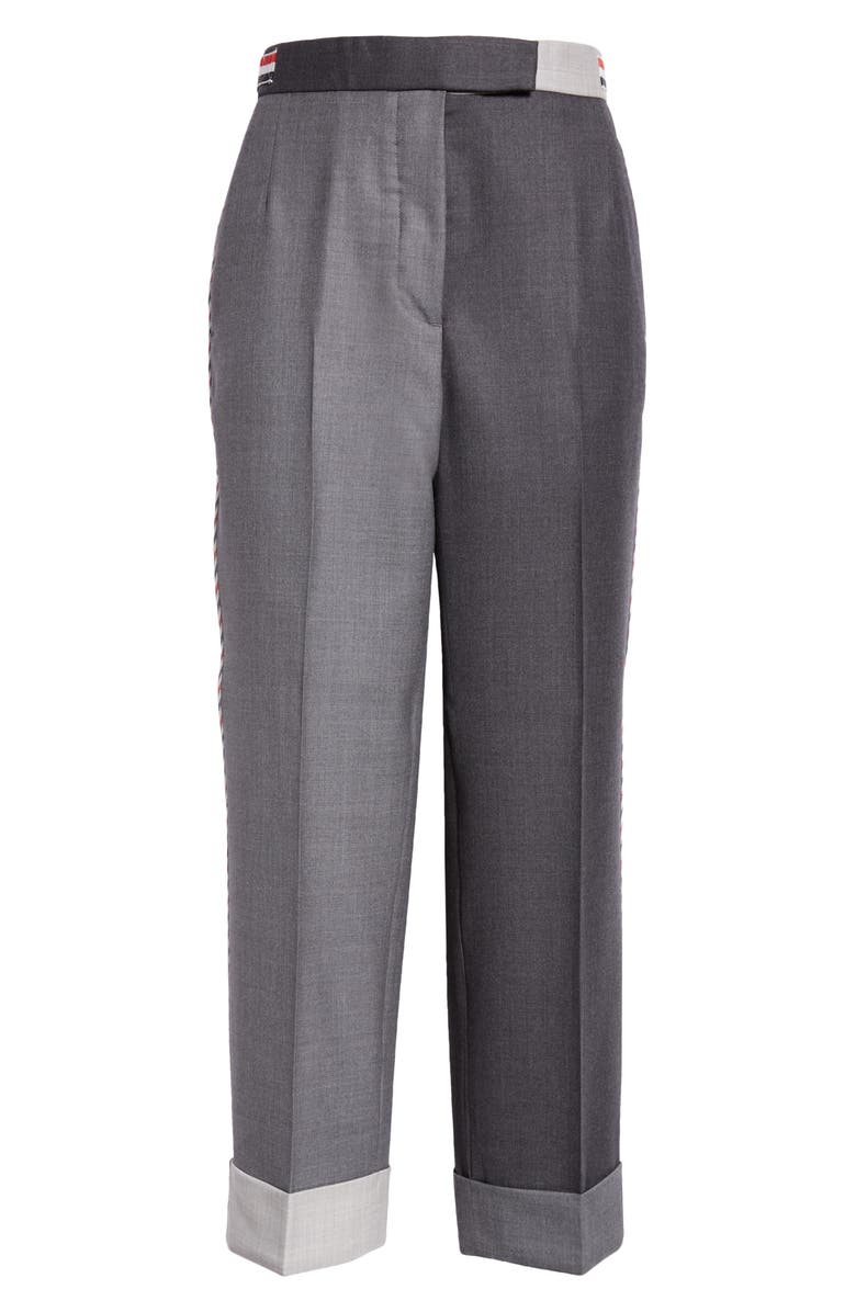 Thom Browne Fun-Mix Contrast Panel Cuff Hem Wool Trousers, Alternate, color, 