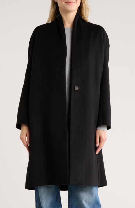 Vince Collarless Wool Blend Longline Coat