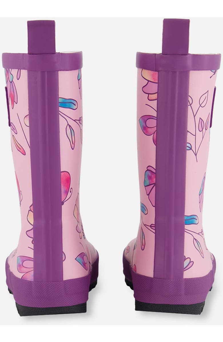 Deux par Deux Baby Girl's Printed Rain Boots Lilac And Multicolored Butterfly, Alternate, color,