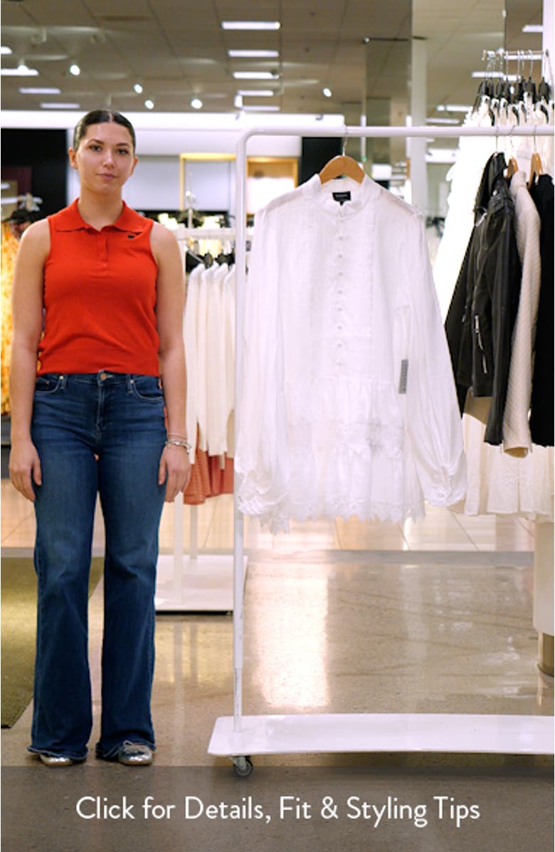 Antonia Lace Trim Long Sleeve Linen Minidress, sales video thumbnail