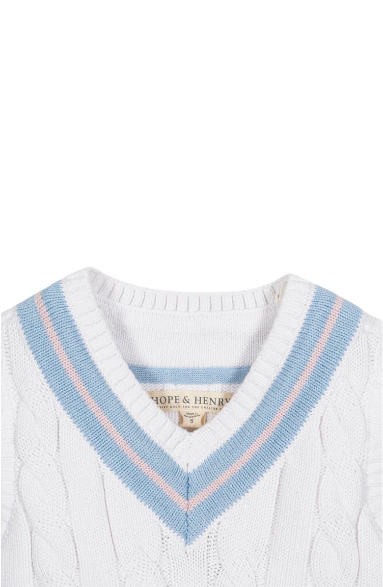 Hope & Henry Boys' Organic Cricket Sweater Vest, Kids, Alternate, color, White With Blue And Pink