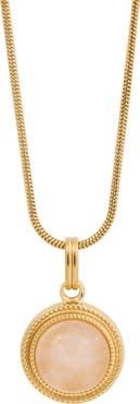 SAVVY CIE JEWELS Pink Quartz Pendant Necklace