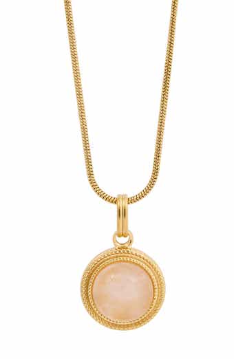 SAVVY CIE JEWELS Pink Quartz Pendant Necklace