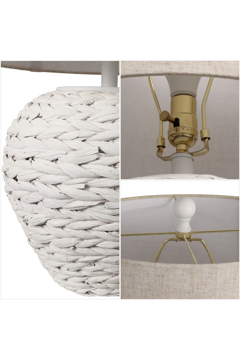 Alaro Farmhouse Coastal Water Hyacinth Basket LED Table Lamp, Alternate, color, White
