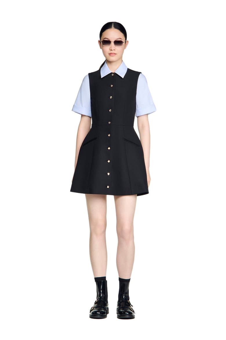 2-in-1 short dress, Alternate, color, Black