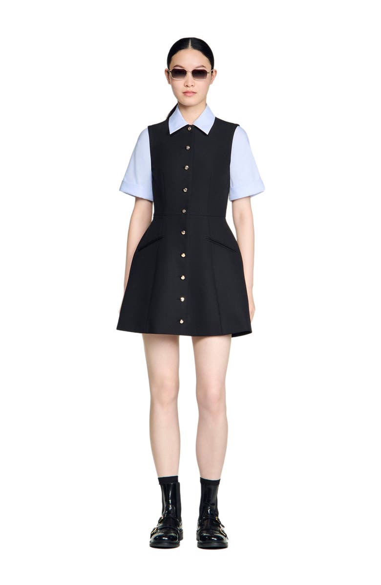 SANDRO 2-in-1 short dress, Alternate, color, Black