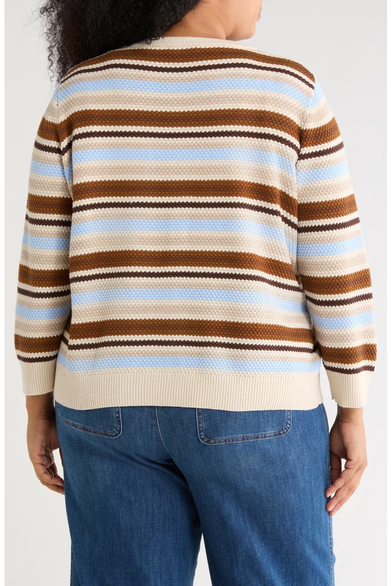 Stripe Cardigan, Alternate, color, BROWN/ CLASSIC BLUE COMBO