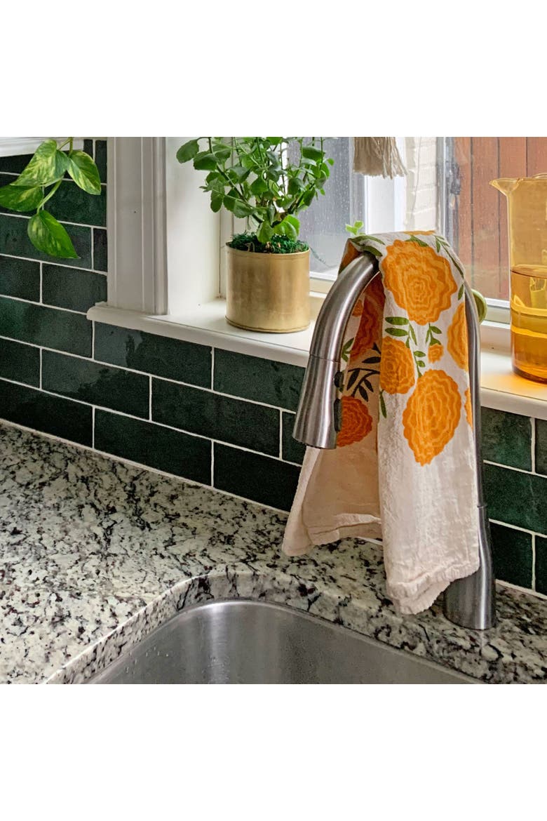 Marigolds Dish Towel + Sponge Cloth Gift Set, Alternate, color, Orange