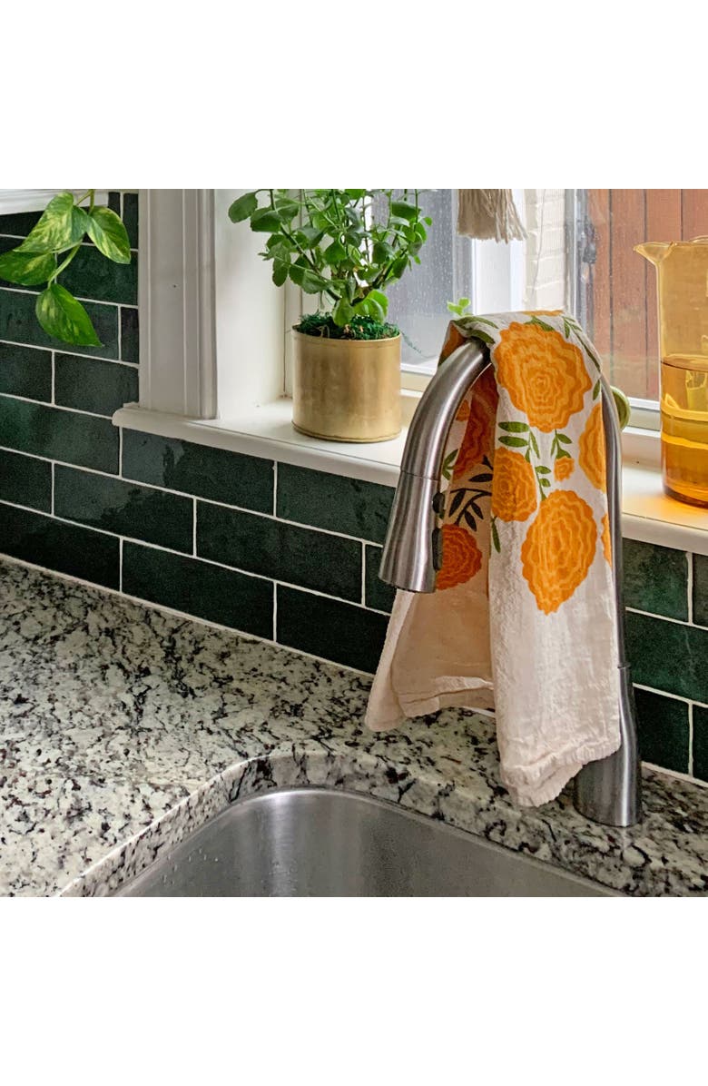 The Neighborgoods Marigolds Dish Towel + Sponge Cloth Gift Set, Alternate, color, Orange